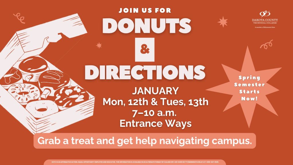 A playful, wide-screen digital slide featuring a donut graphic and a "Save the Date" message for a Student Life presentation.