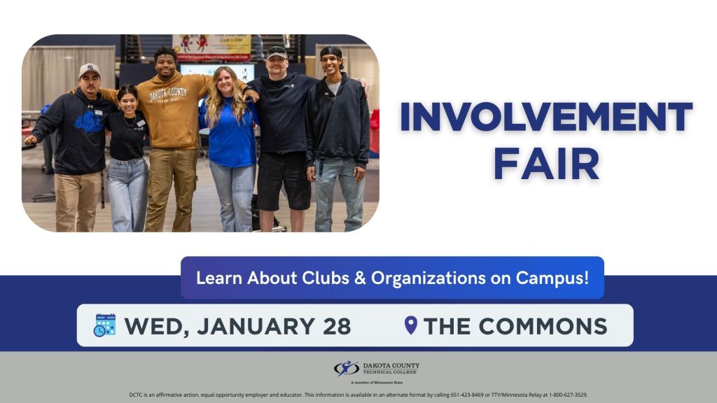 A professional digital slide encouraging student involvement with a prominent QR code for event registration and student life branding.