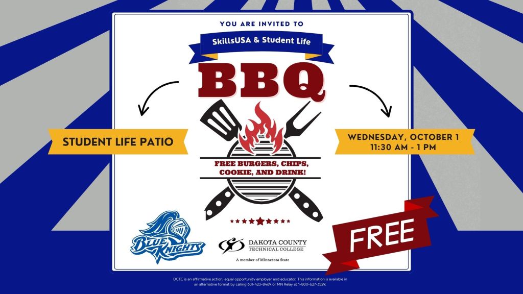 A branded digital slide for the SkillsUSA student organization featuring the official logo and a call-to-action for students to join the professional technical club.